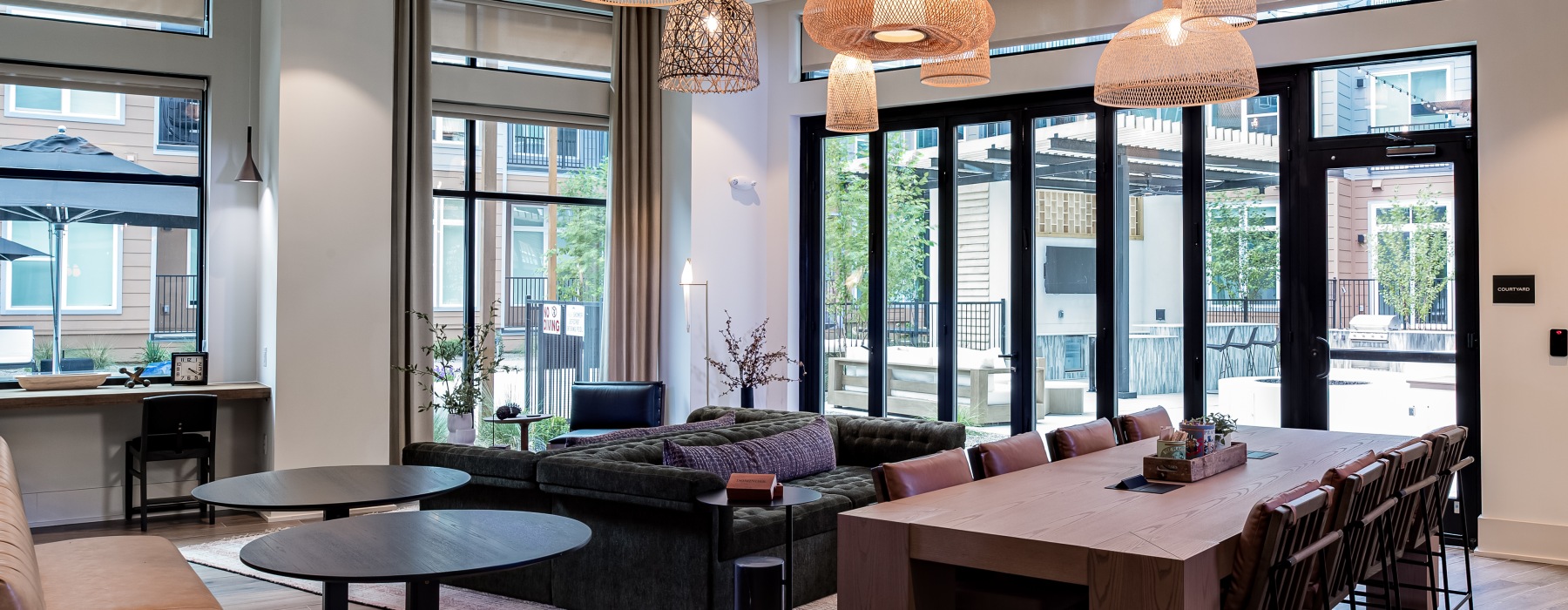 well lit room with several different seating option